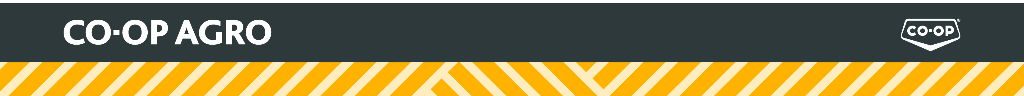 A banner along the bottom of the page features a two-tone yellow geometric pattern. Above is a black bar that contains the words "Co-op Agro."