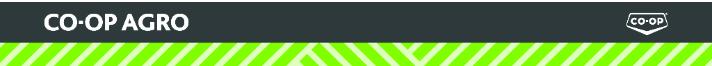 The Co-op Agro banner is at the bottom of the page. A black bar contains the words "Co-op Agro" and below is a two-toned green geometric pattern